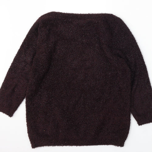 Wallis Womens Purple Round Neck Polyester Pullover Jumper Size M