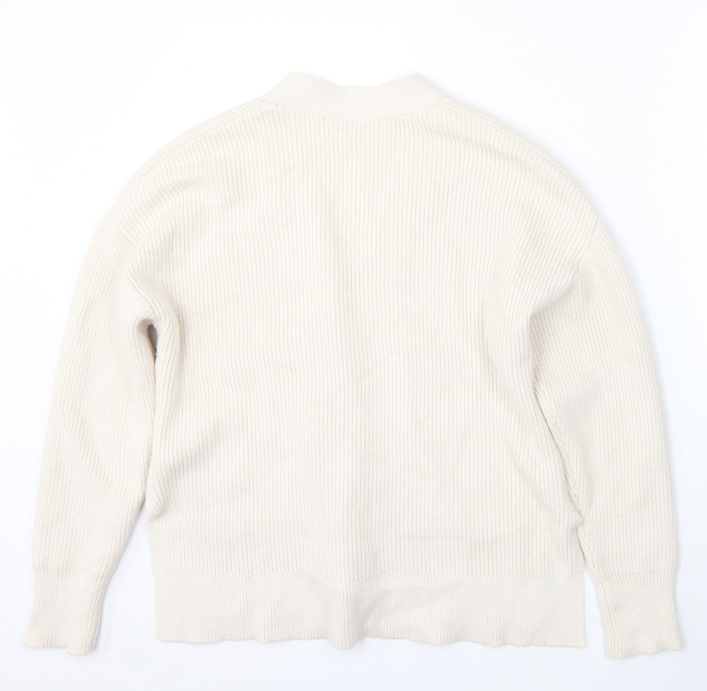 Zara Womens Ivory V-Neck Viscose Cardigan Jumper Size S