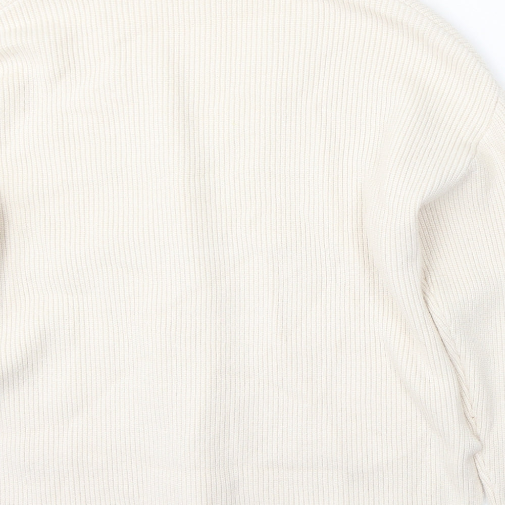 Zara Womens Ivory V-Neck Viscose Cardigan Jumper Size S