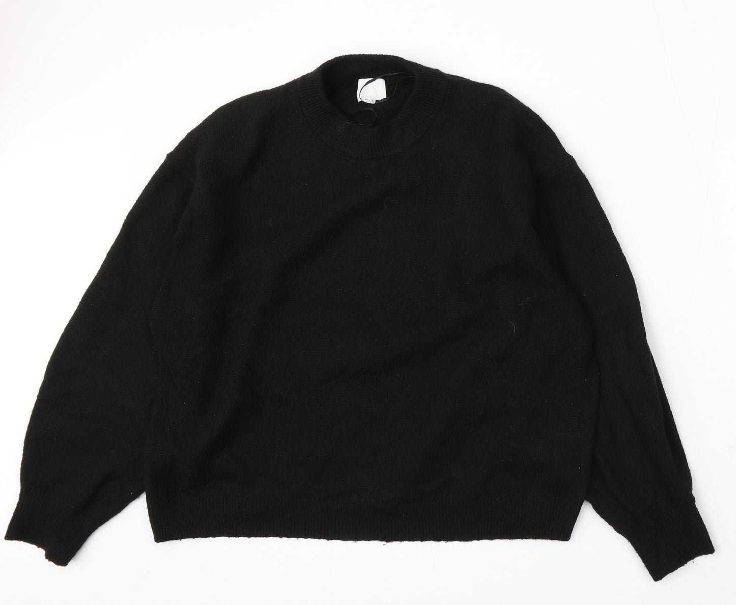 H&M Womens Black Round Neck Polyester Pullover Jumper Size M