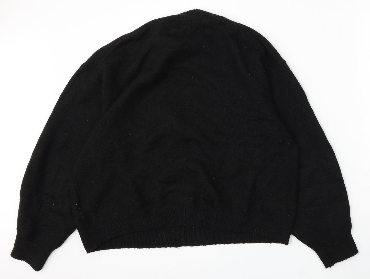H&M Womens Black Round Neck Polyester Pullover Jumper Size M