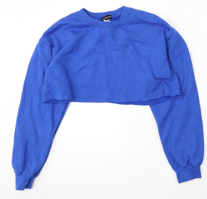 PRETTYLITTLETHING Womens Blue Polyester Pullover Sweatshirt Size M