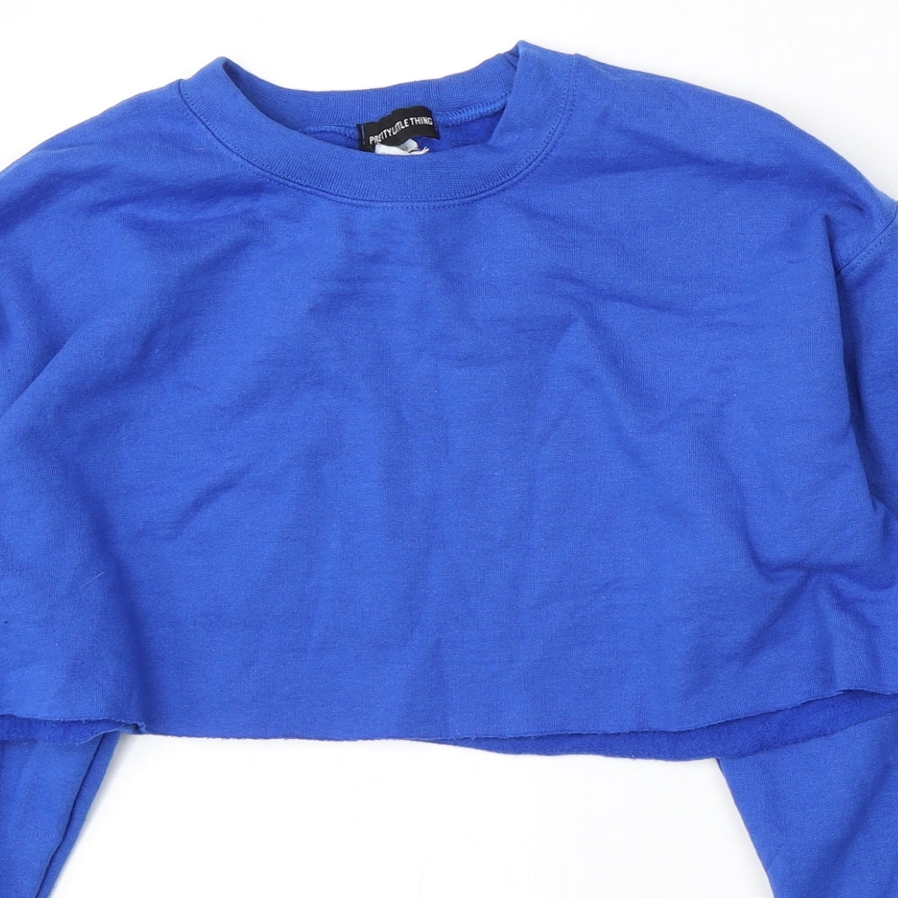 PRETTYLITTLETHING Womens Blue Polyester Pullover Sweatshirt Size M
