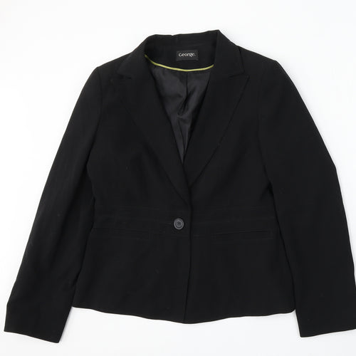 George Womens Black Polyester Jacket Suit Size 12
