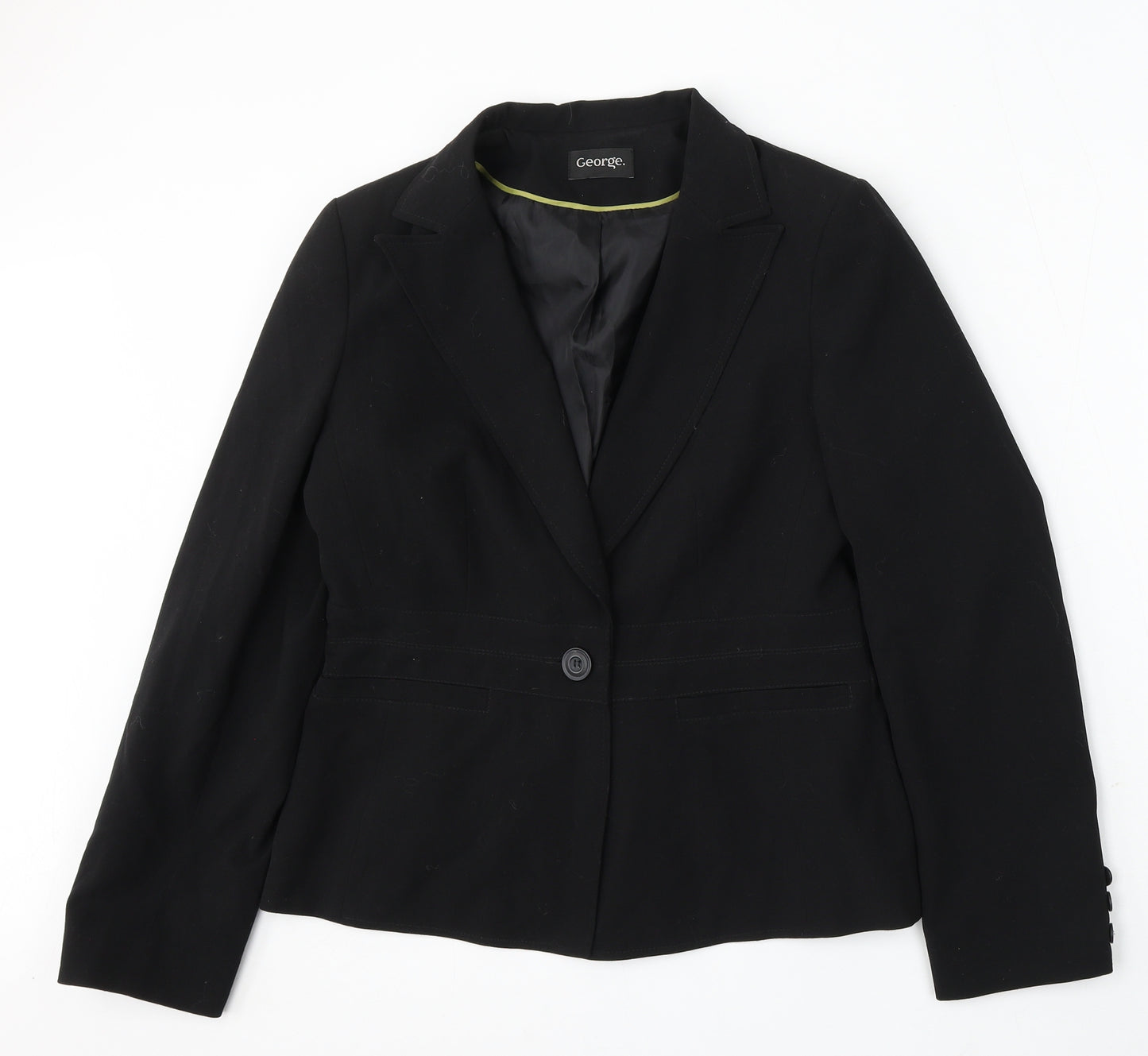 George Womens Black Polyester Jacket Suit Size 12
