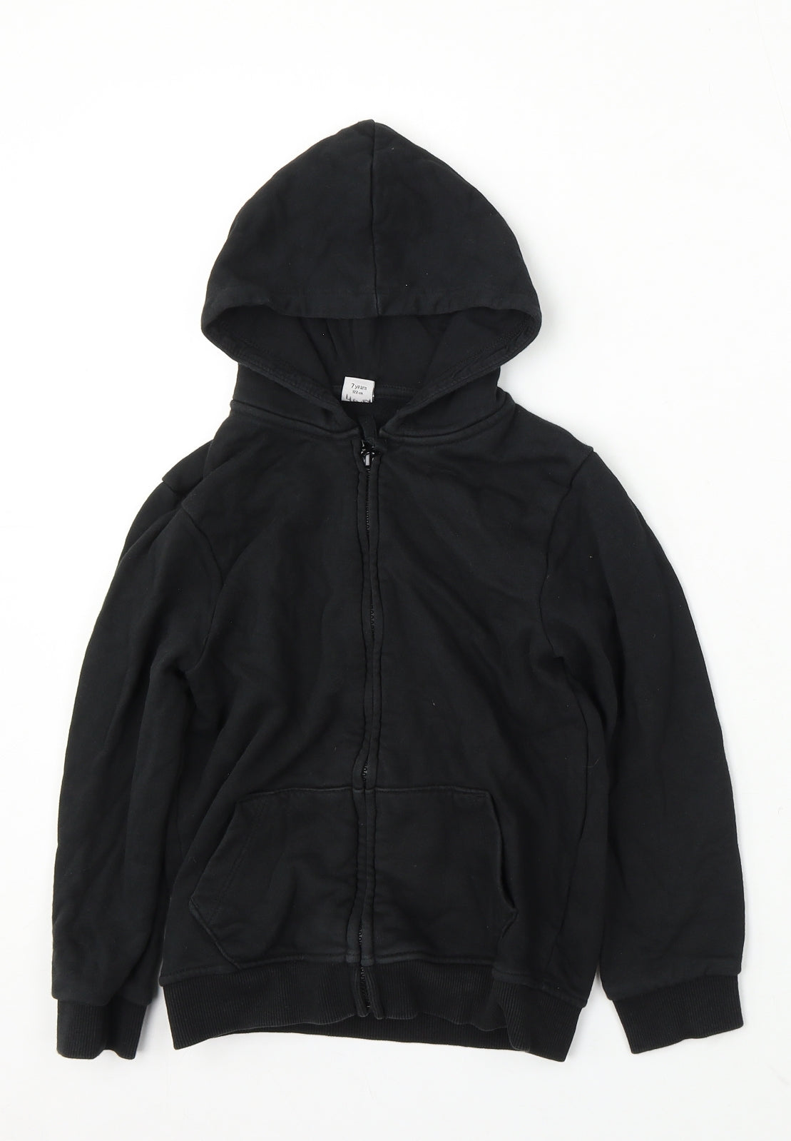 TU Boys Black Polyester Full Zip Hoodie Size 7 Years Zip
