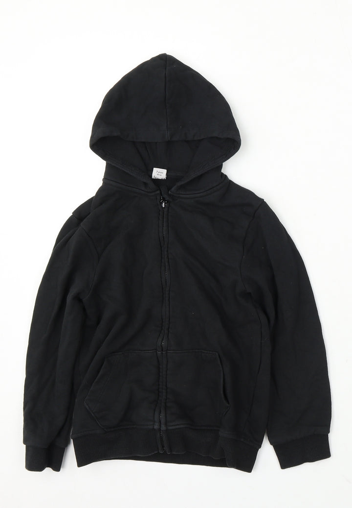 TU Boys Black Polyester Full Zip Hoodie Size 7 Years Zip