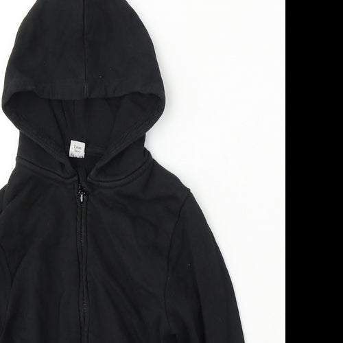 TU Boys Black Polyester Full Zip Hoodie Size 7 Years Zip