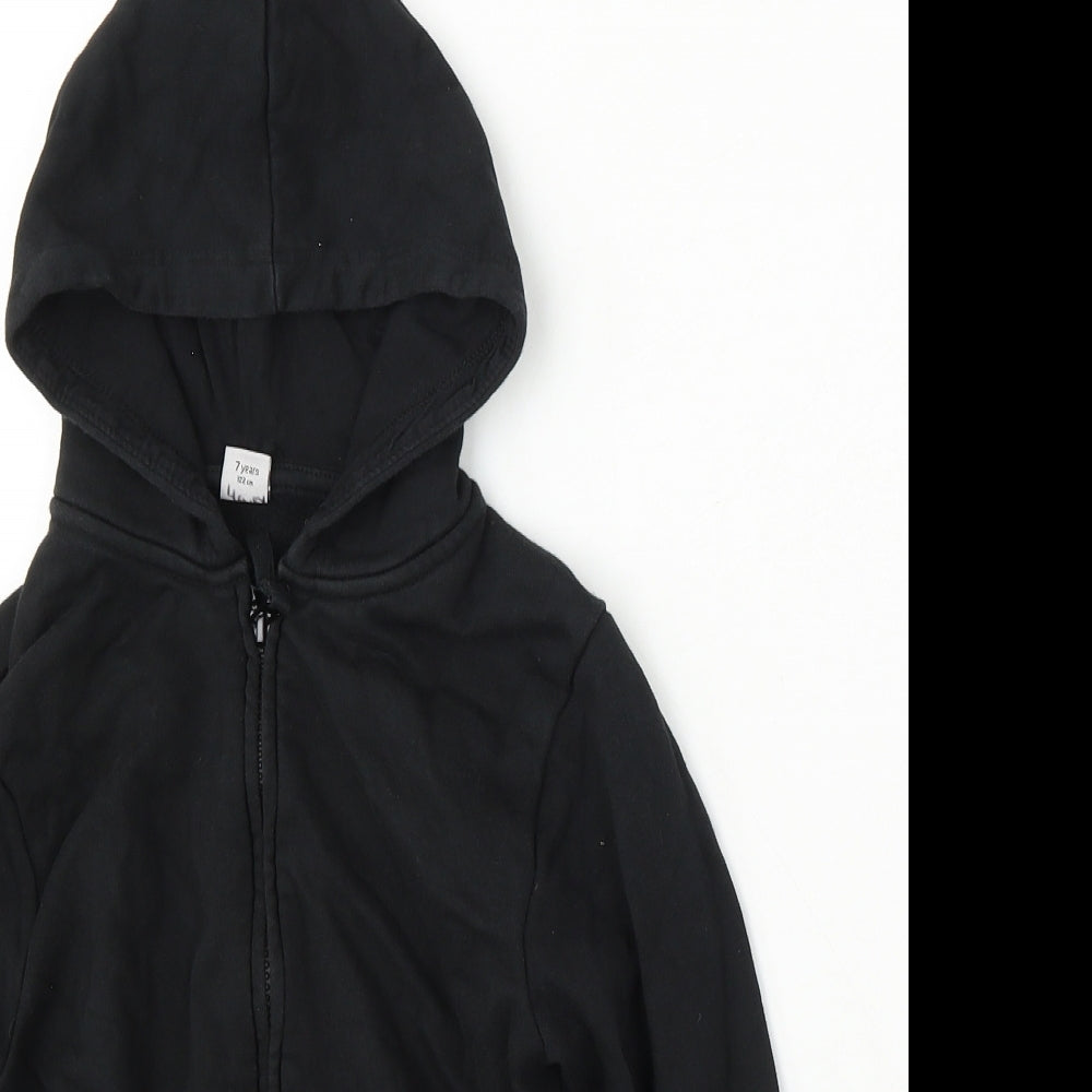 TU Boys Black Polyester Full Zip Hoodie Size 7 Years Zip