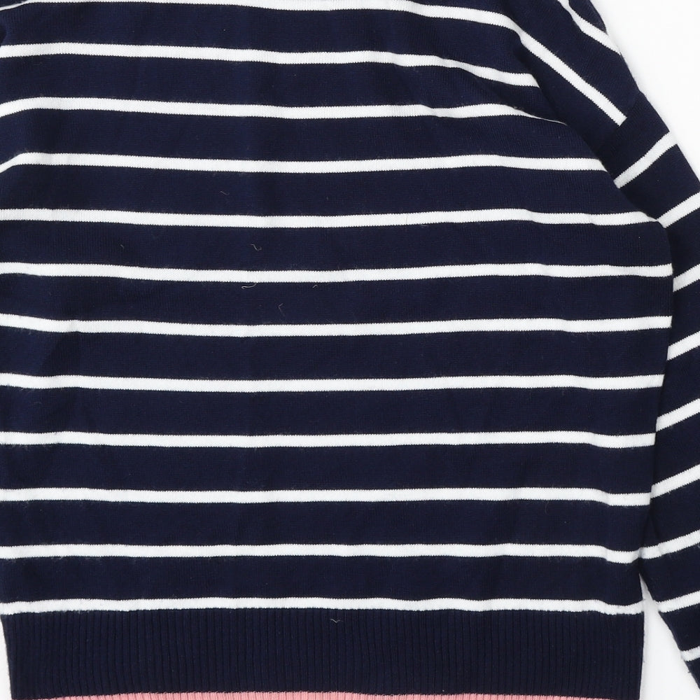 TU Womens Blue Round Neck Striped Acrylic Pullover Jumper Size 10 - Amour