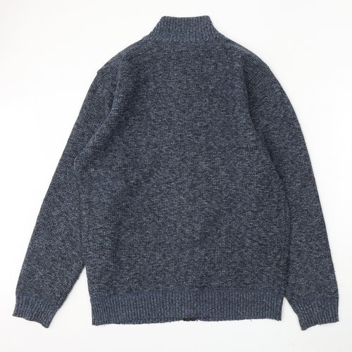JJ Willis Womens Blue Mock Neck Polyester Pullover Jumper Size XL