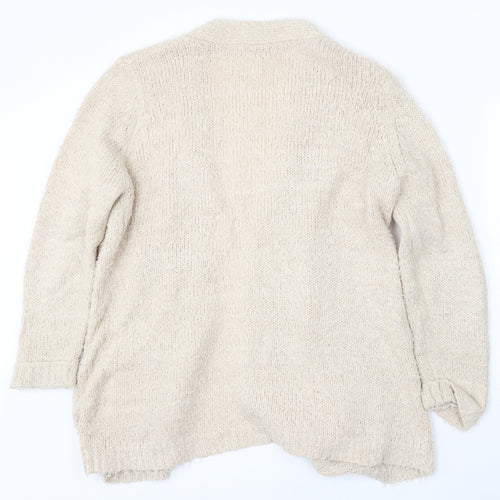 Brave Soul Womens Beige V-Neck Polyester Cardigan Jumper Size 16