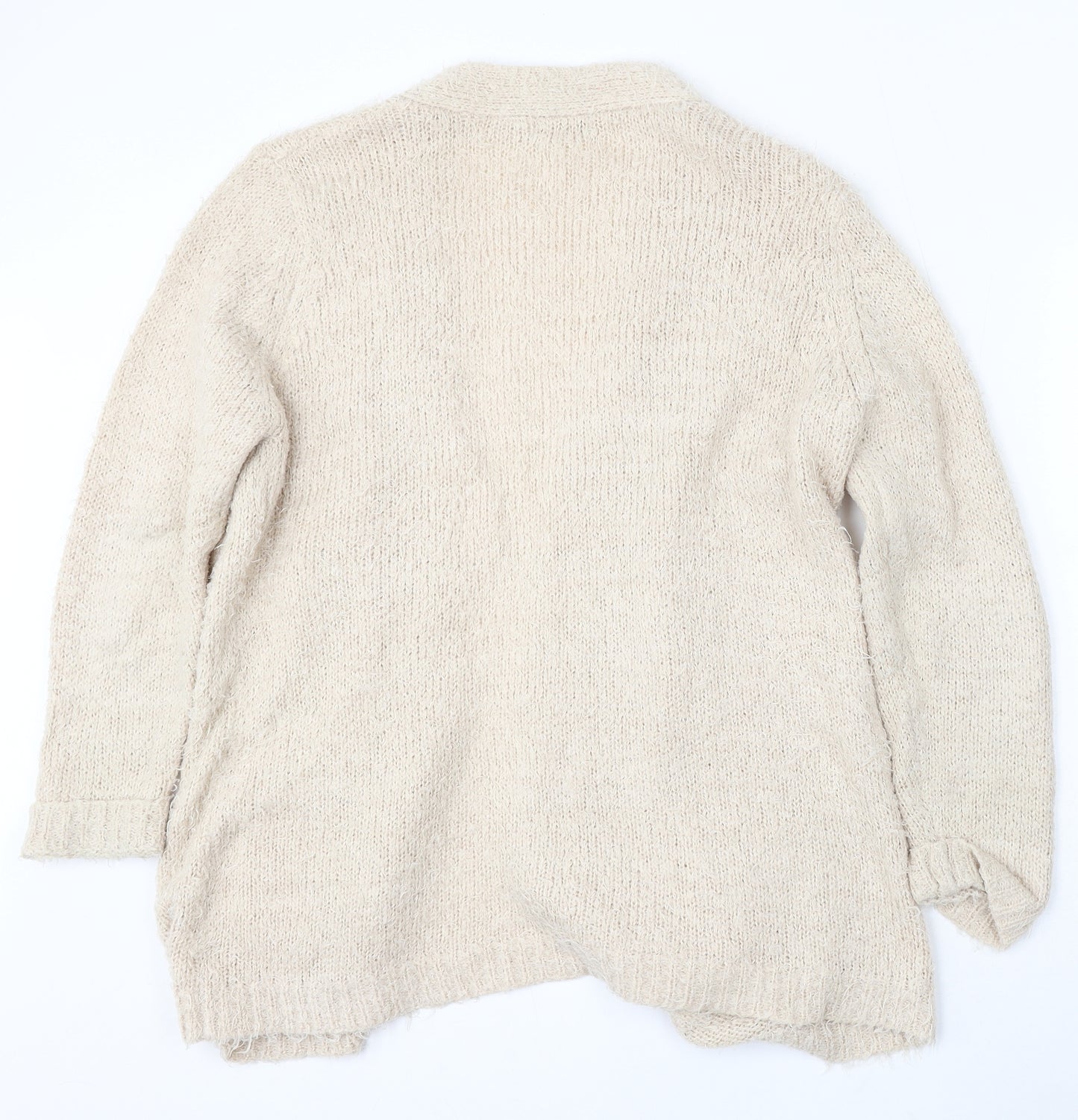 Brave Soul Womens Beige V-Neck Polyester Cardigan Jumper Size 16