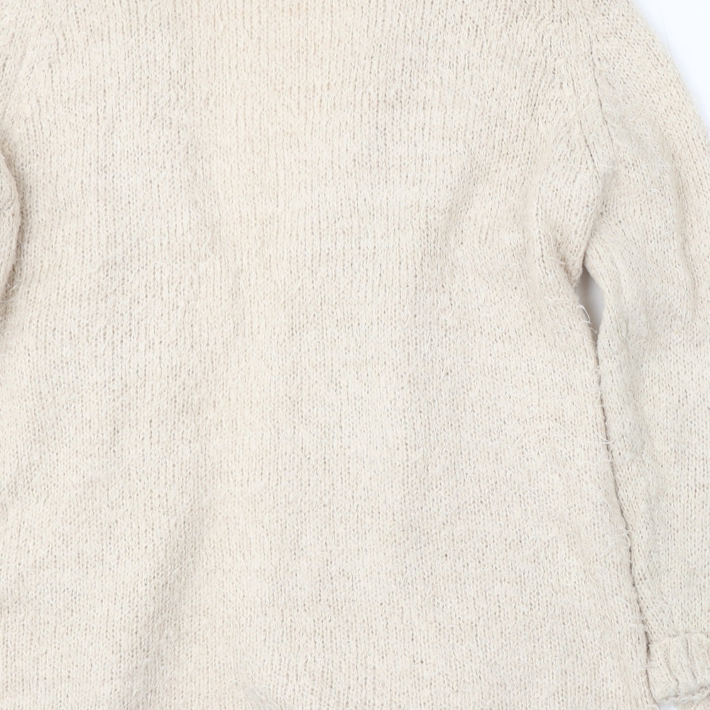 Brave Soul Womens Beige V-Neck Polyester Cardigan Jumper Size 16