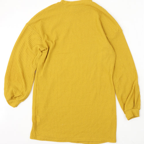 SheIn Womens Yellow Round Neck Polyester Pullover Jumper Size XS