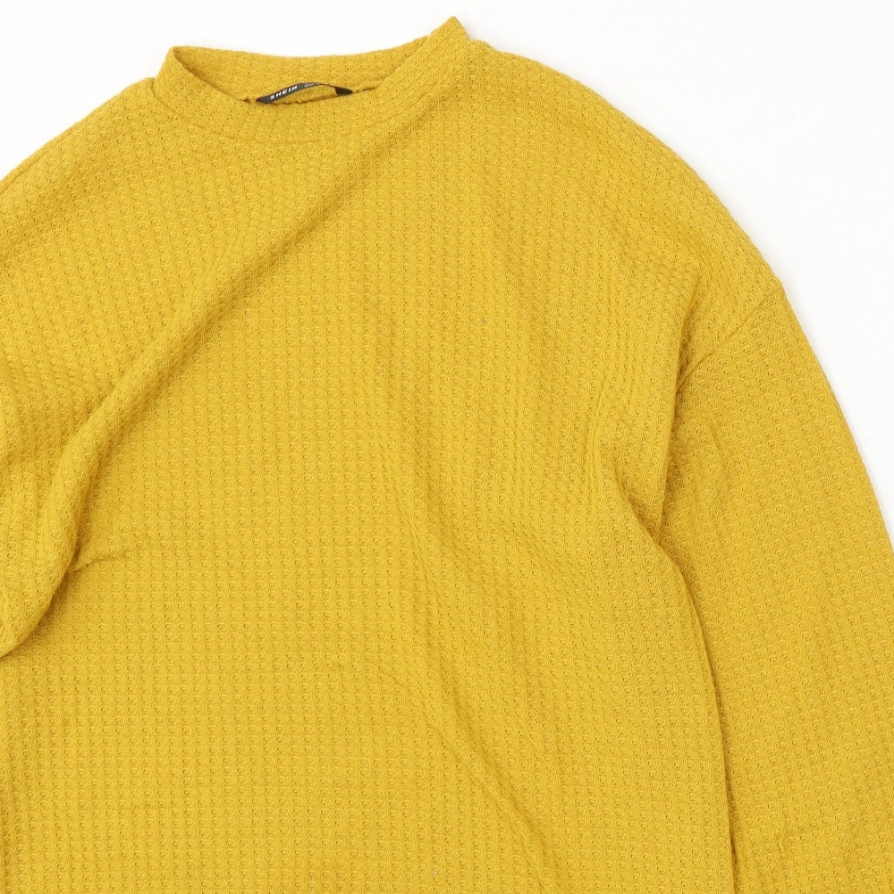 SheIn Womens Yellow Round Neck Polyester Pullover Jumper Size XS