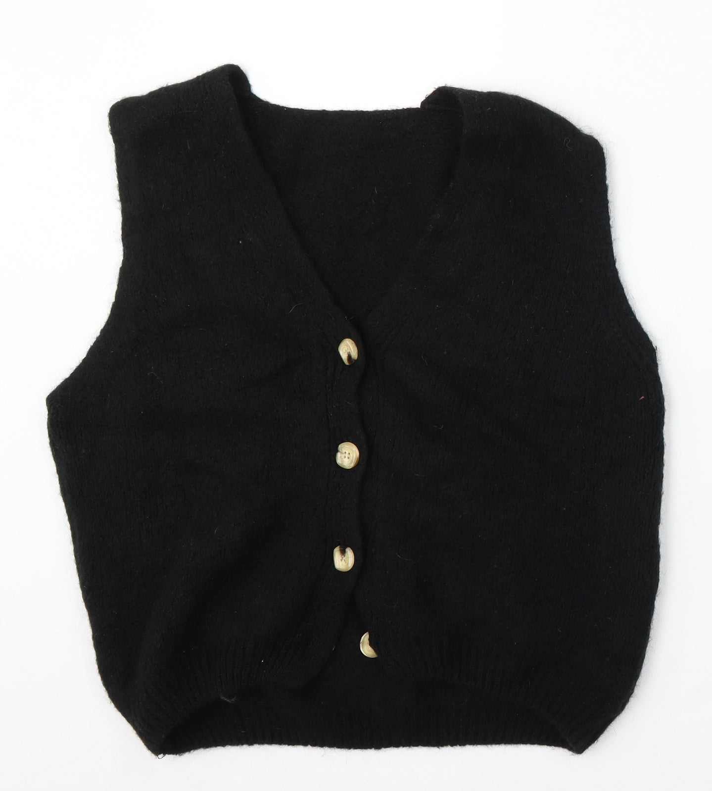 Preworn Womens Black V-Neck Acrylic Vest Jumper Size M