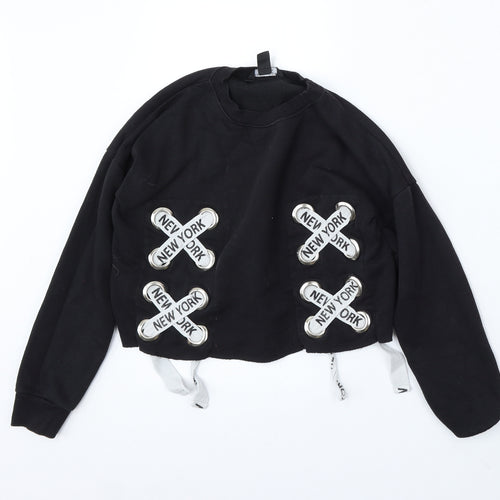 915 Generation Girls Black Polyester Pullover Sweatshirt Size 10-11 Years - New york