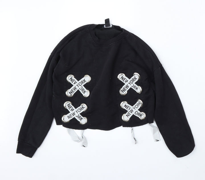 915 Generation Girls Black Polyester Pullover Sweatshirt Size 10-11 Years - New york