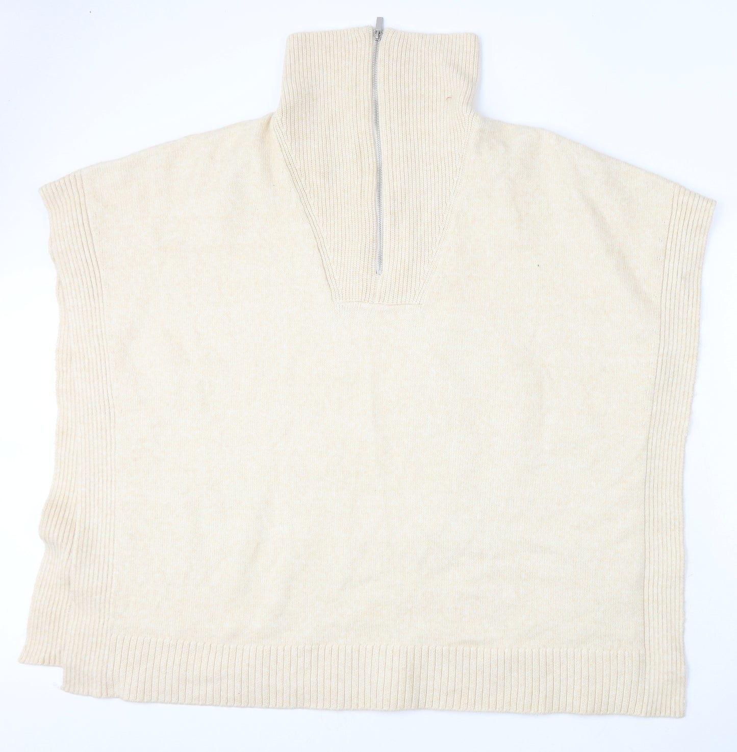H&M Womens Beige Mock Neck Polyester Pullover Jumper Size M