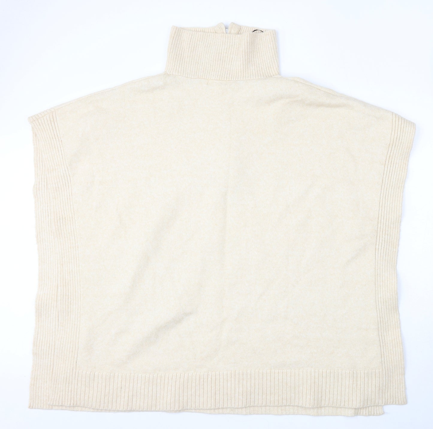 H&M Womens Beige Mock Neck Polyester Pullover Jumper Size M
