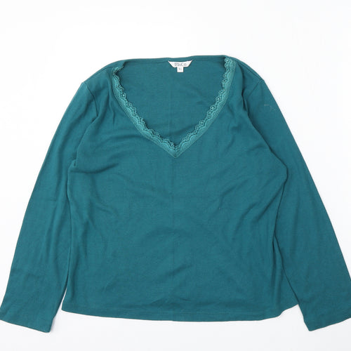 Mackays Womens Blue V-Neck Cotton Pullover Jumper Size XL