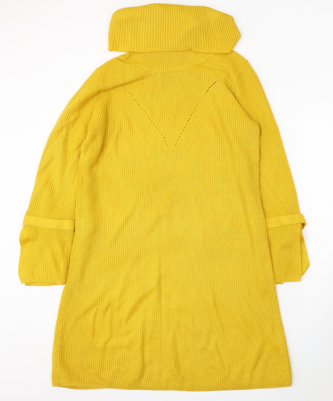 TU Womens Yellow Roll Neck Acrylic Pullover Jumper Size 14