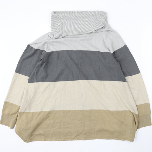 TU Womens Multicoloured Roll Neck Striped Acrylic Pullover Jumper Size 16