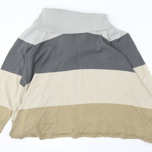 TU Womens Multicoloured Roll Neck Striped Acrylic Pullover Jumper Size 16