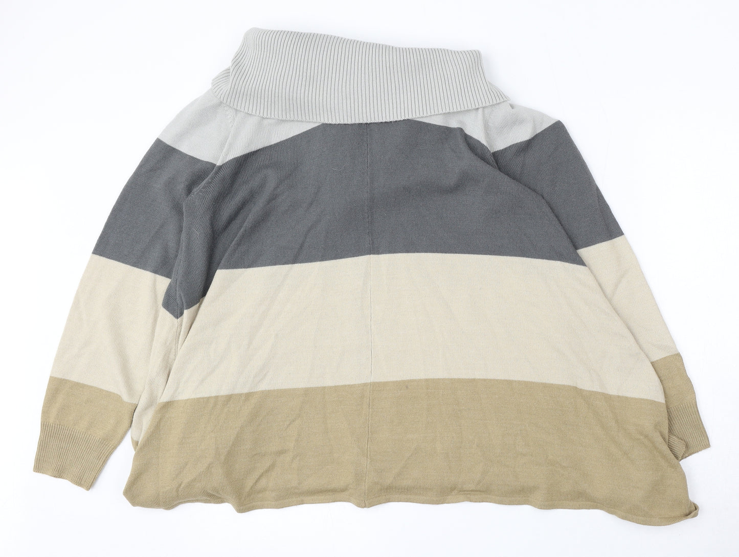 TU Womens Multicoloured Roll Neck Striped Acrylic Pullover Jumper Size 16