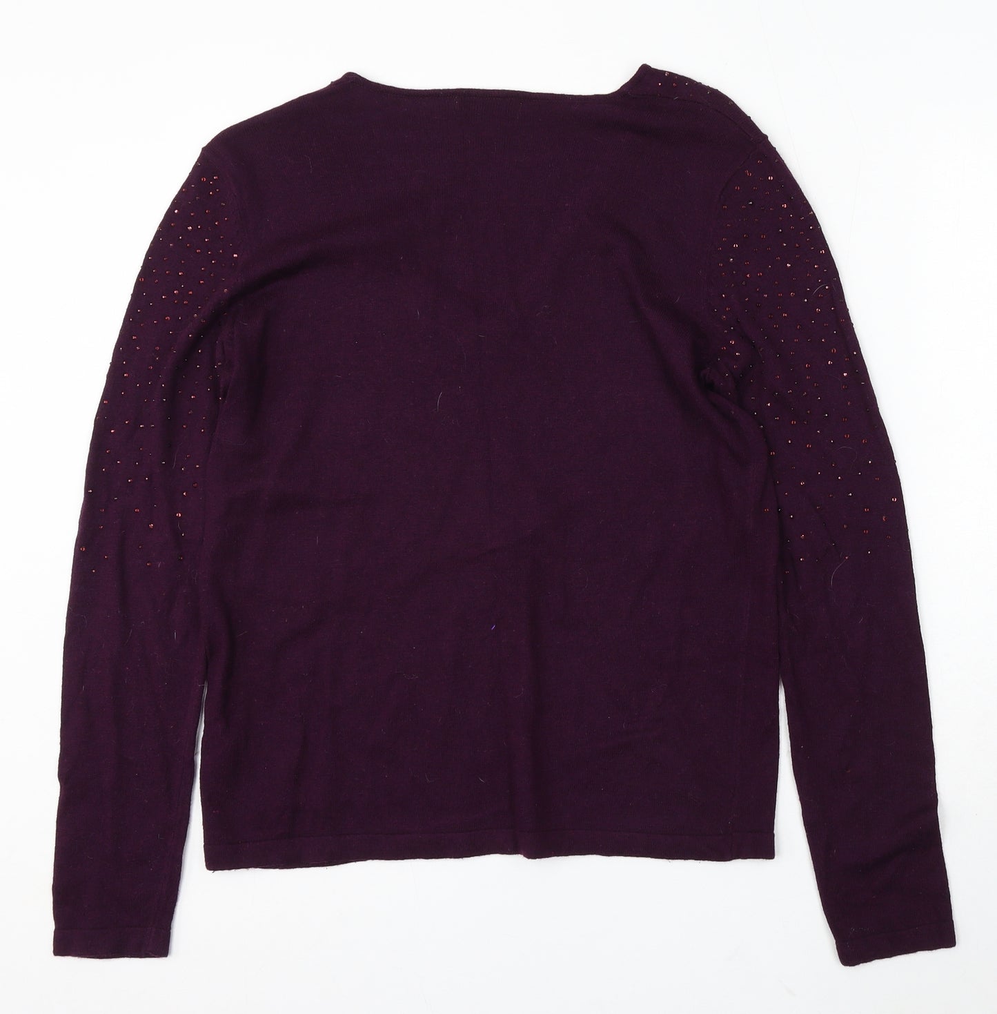 Marks and Spencer Womens Purple V-Neck Viscose Pullover Jumper Size 14