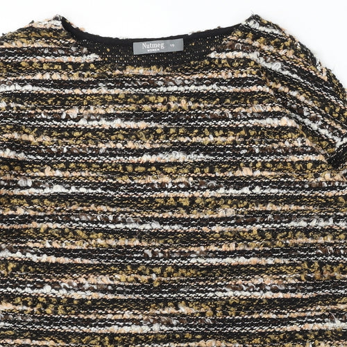 Nutmeg Womens Multicoloured Round Neck Striped Polyester Pullover Jumper Size 10