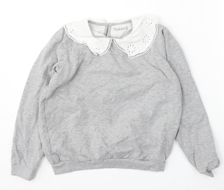 Nutmeg Girls Grey Cotton Pullover Sweatshirt Size 13-14 Years