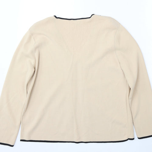 Avant Garde Womens Beige V-Neck Viscose Cardigan Jumper Size M