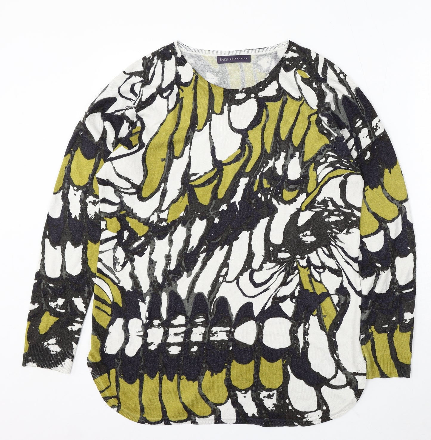 Marks and Spencer Womens Multicoloured Round Neck Geometric Polyester Pullover Jumper Size L