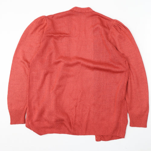 Future Lady Womens Red V-Neck Acrylic Cardigan Jumper Size L