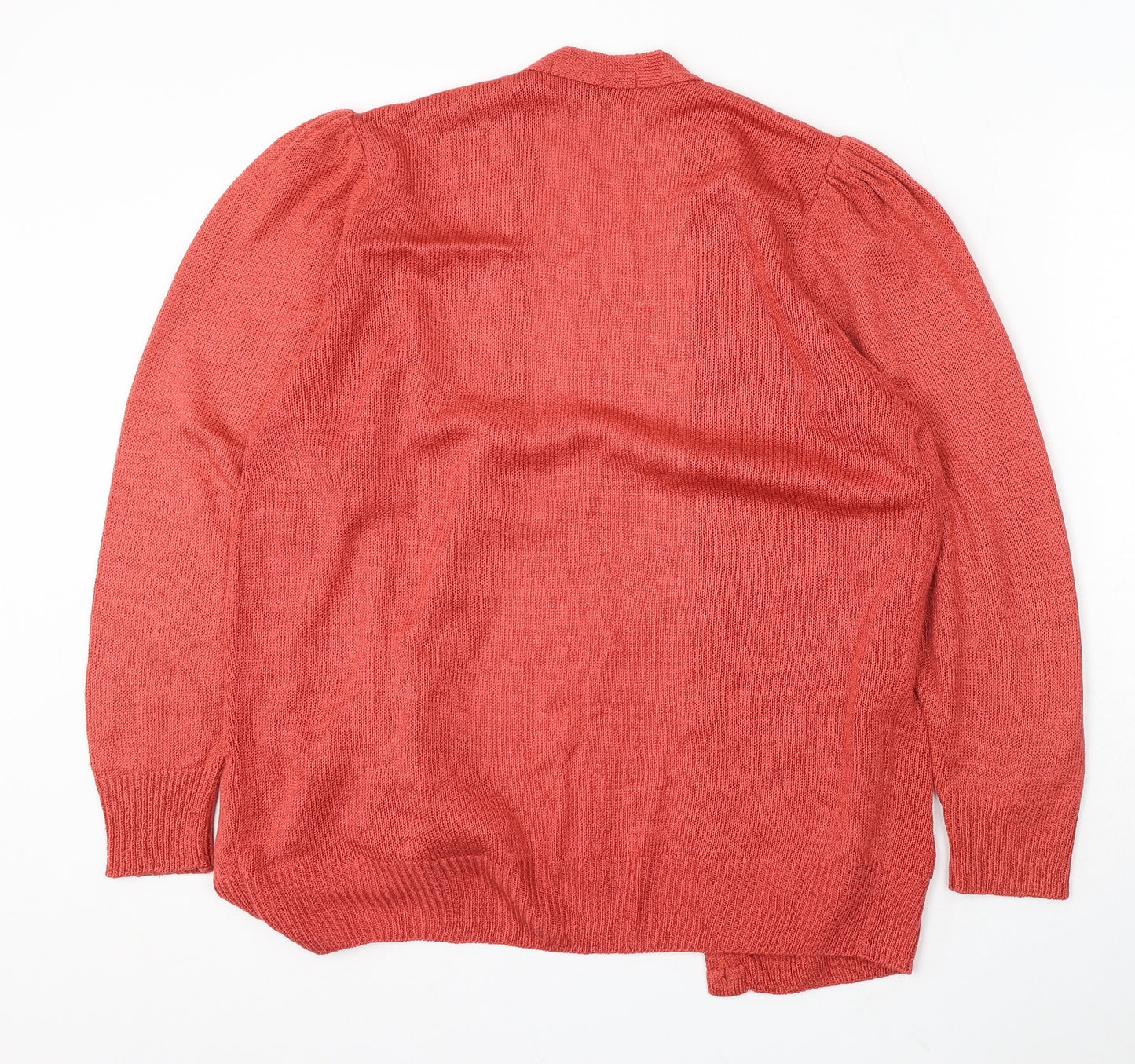 Future Lady Womens Red V-Neck Acrylic Cardigan Jumper Size L