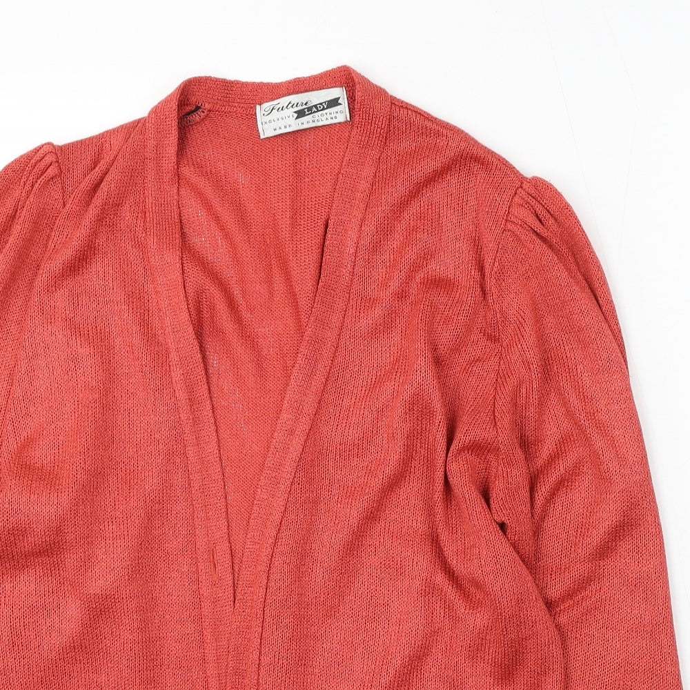 Future Lady Womens Red V-Neck Acrylic Cardigan Jumper Size L
