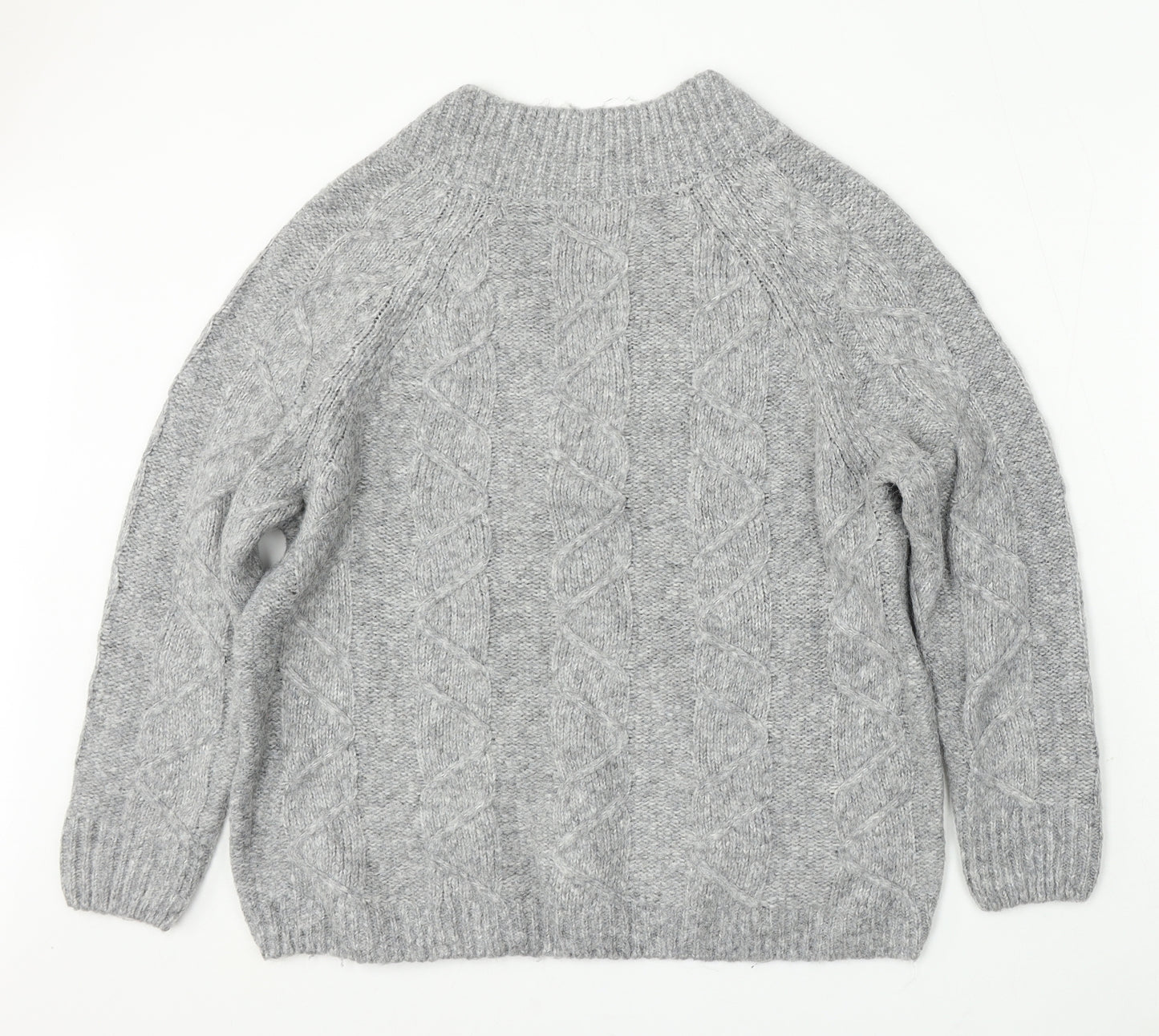 TU Womens Grey V-Neck Acrylic Pullover Jumper Size 16