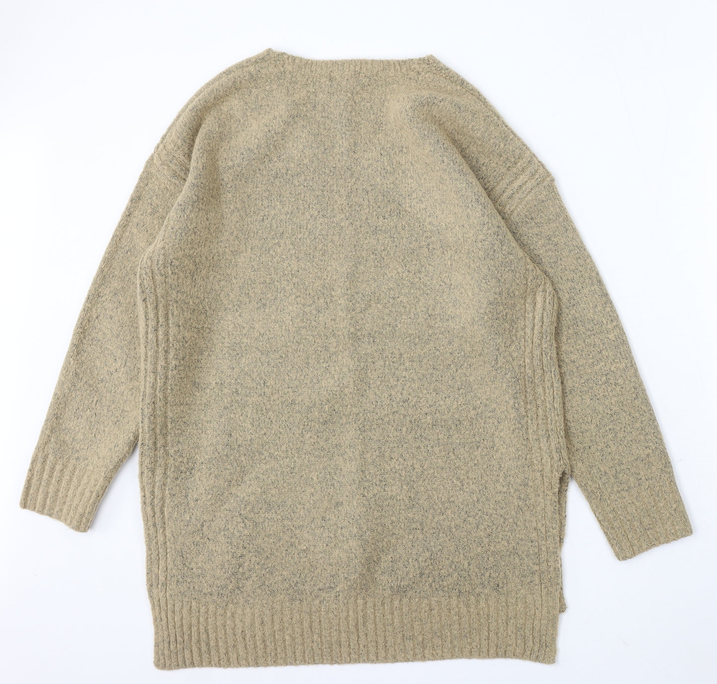 F&F Womens Beige V-Neck Acrylic Pullover Jumper Size 16