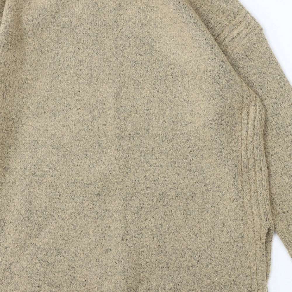 F&F Womens Beige V-Neck Acrylic Pullover Jumper Size 16