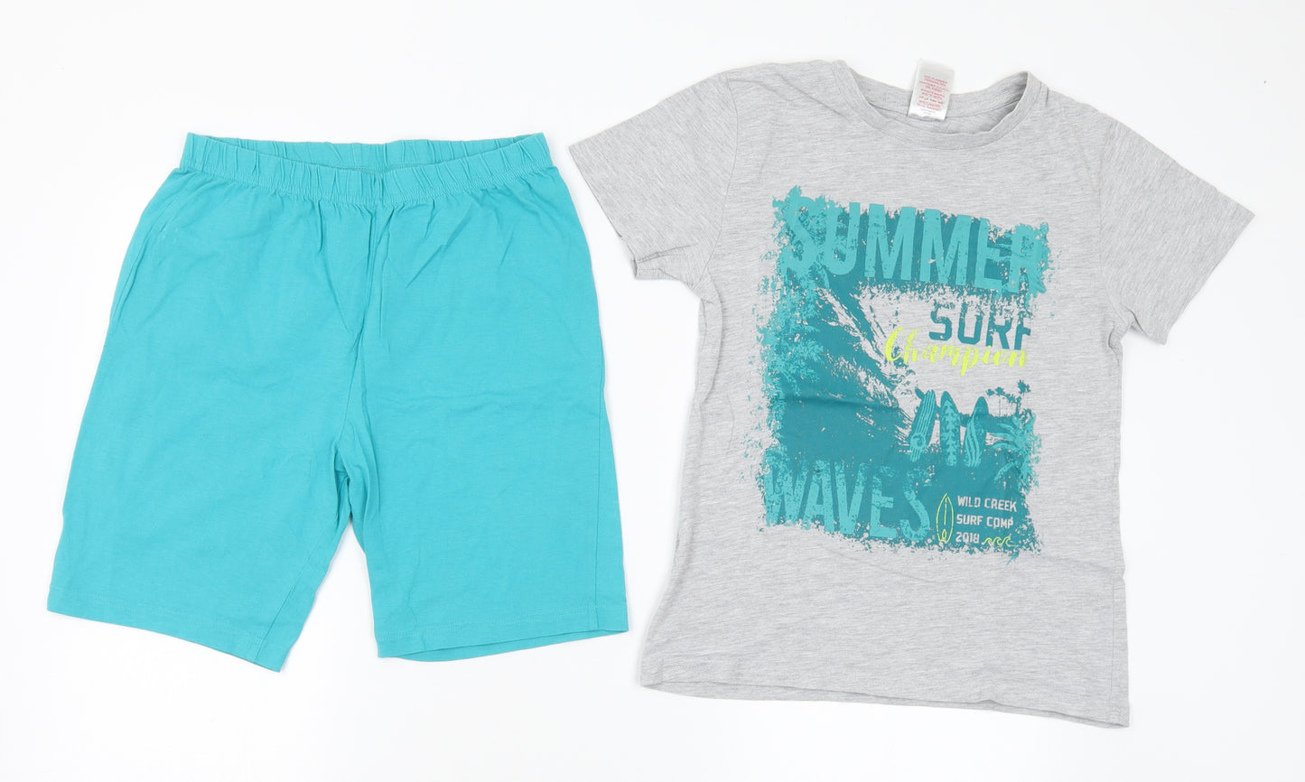 Peacocks Boys Multicoloured Cotton Basic T-Shirt Size 10-11 Years Crew Neck - Surf