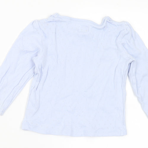 F&F Girls Blue Cotton Basic T-Shirt Size 12-18 Months Round Neck