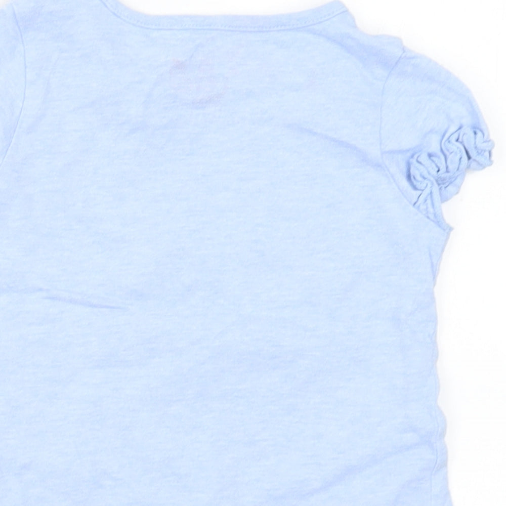 TU Girls Blue Cotton Basic T-Shirt Size 12-18 Months Round Neck - Cat