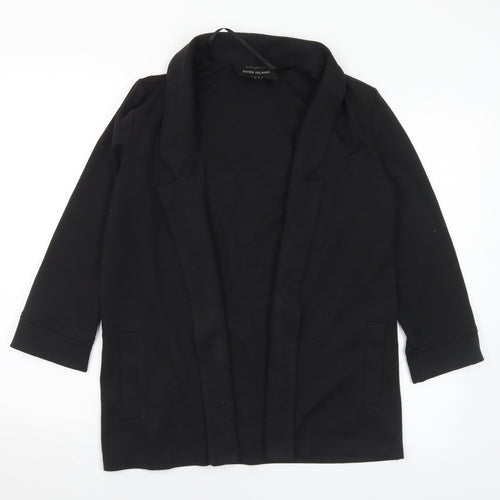 River Island Womens Black Collared Polyester Cardigan Jumper Size 8
