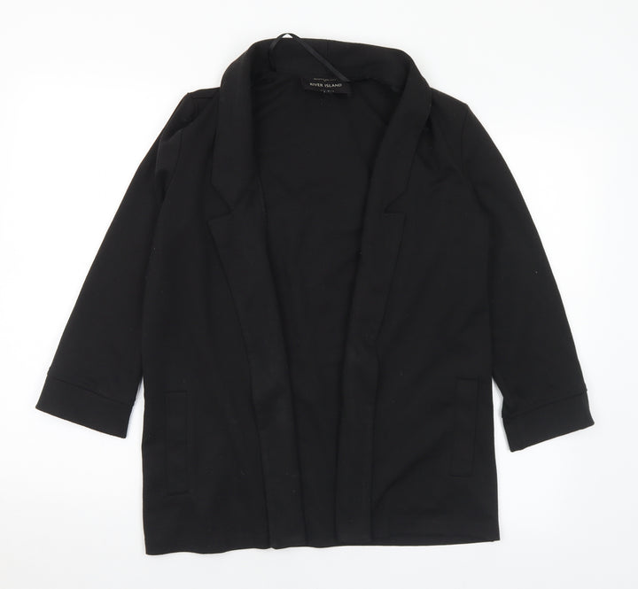 River Island Womens Black Collared Polyester Cardigan Jumper Size 8