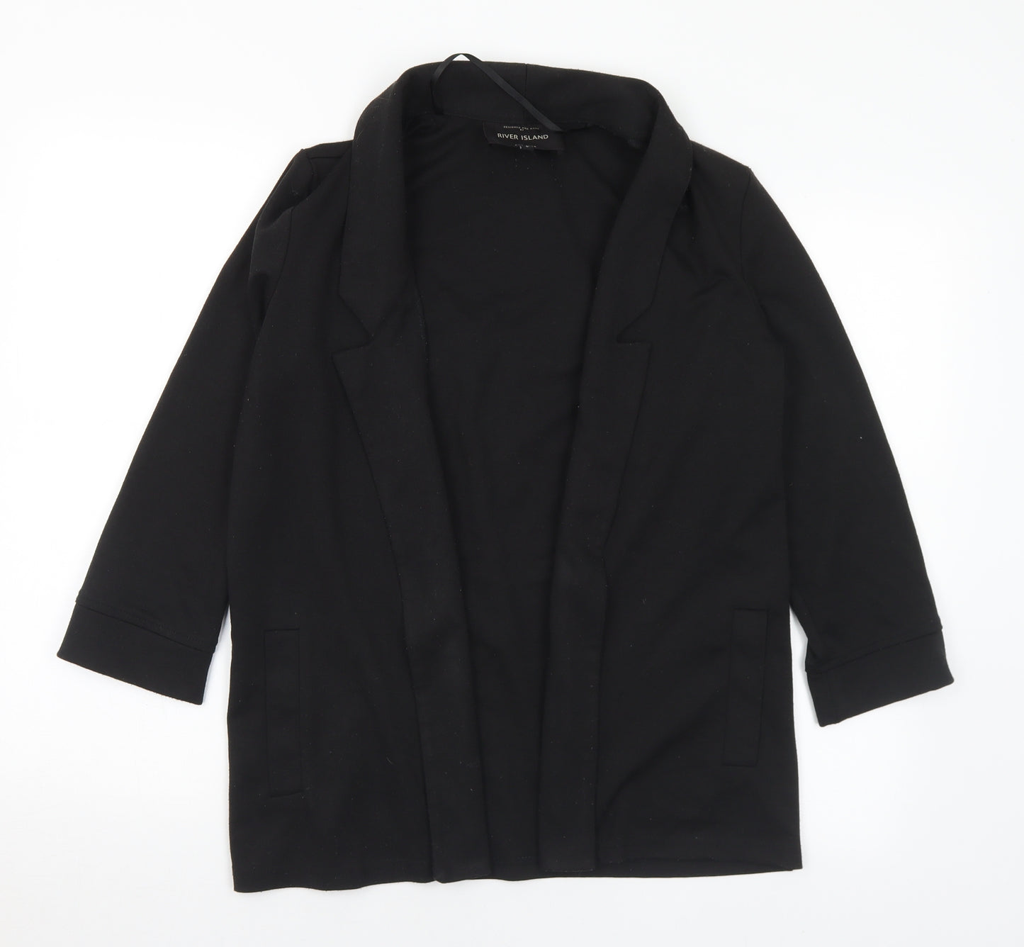 River Island Womens Black Collared Polyester Cardigan Jumper Size 8