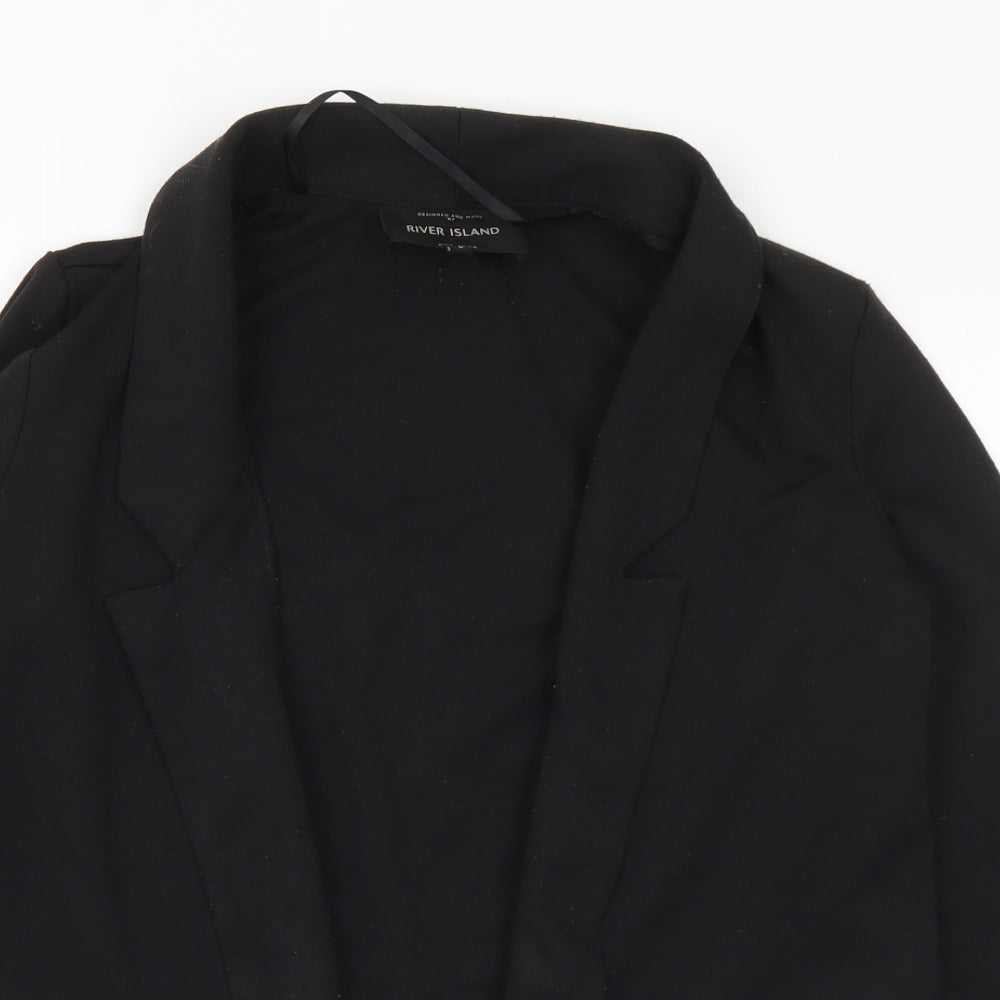 River Island Womens Black Collared Polyester Cardigan Jumper Size 8