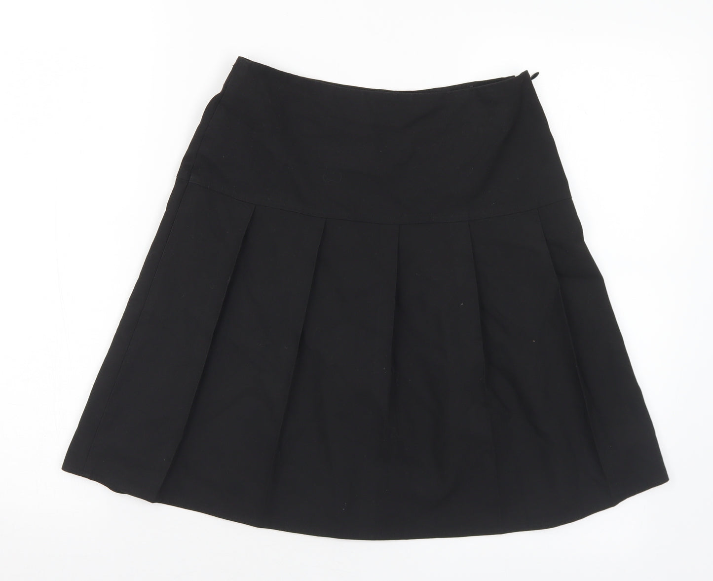 Marks and Spencer Girls Black Polyester Pleated Skirt Size 12-13 Years Regular - School
