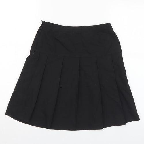 Marks and Spencer Girls Black Polyester Pleated Skirt Size 12-13 Years Regular - School